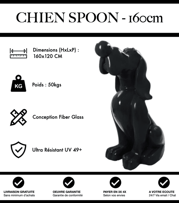 Sculpture Chien Snoopy XXL 160cm Statue - NOIR - MUZZANO