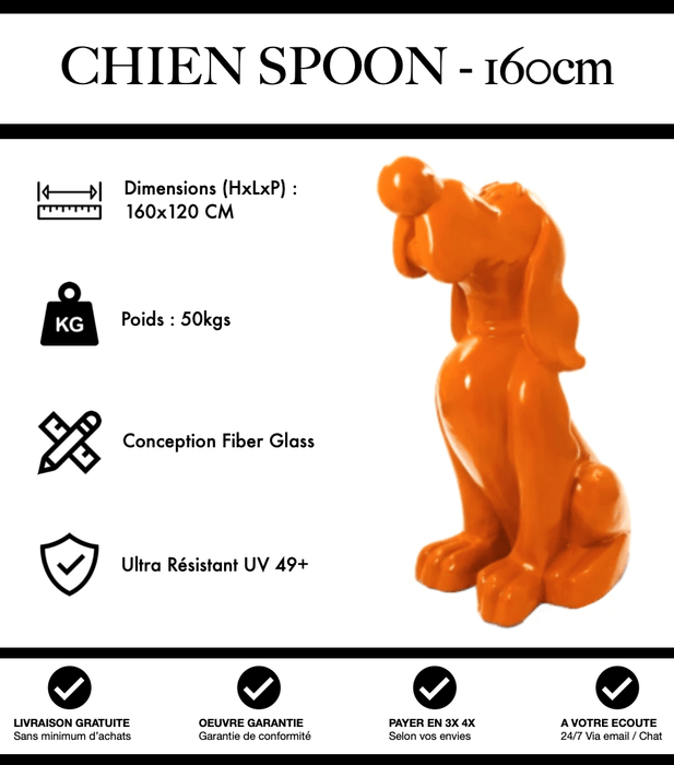 Sculpture Chien Snoopy XXL 160cm Statue - ORANGE - MUZZANO