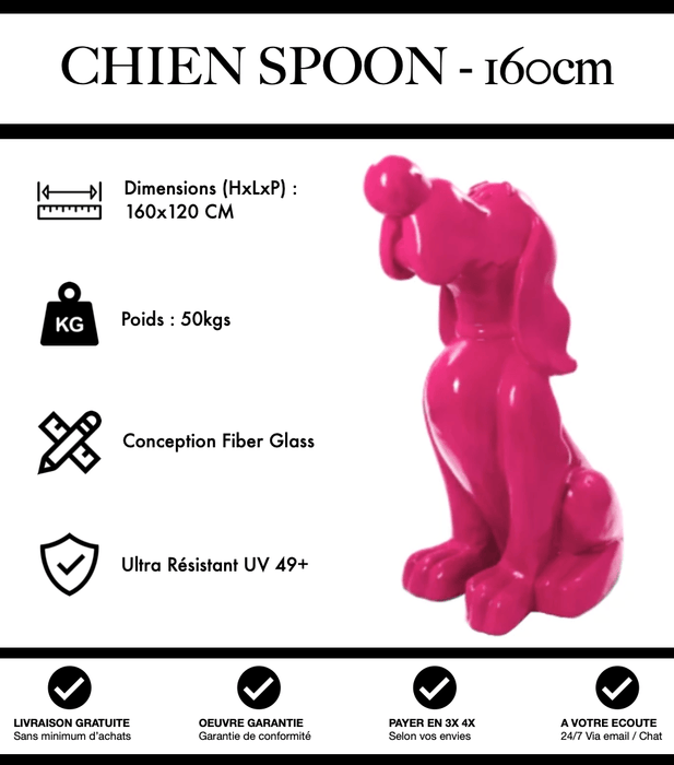 Sculpture Chien Snoopy XXL 160cm Statue - ROSE - MUZZANO