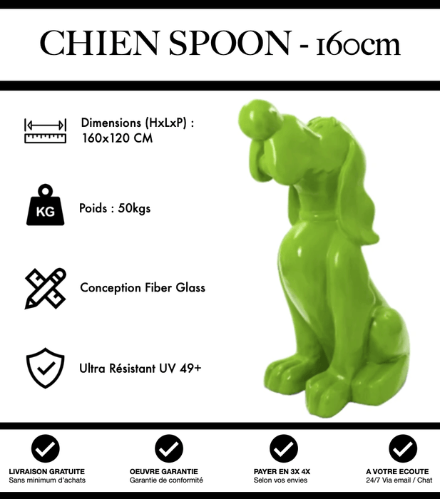 Sculpture Chien Snoopy XXL 160cm Statue - VERT CLAIR - MUZZANO