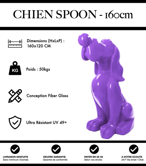 Sculpture Chien Snoopy XXL 160cm Statue - VIOLET - MUZZANO