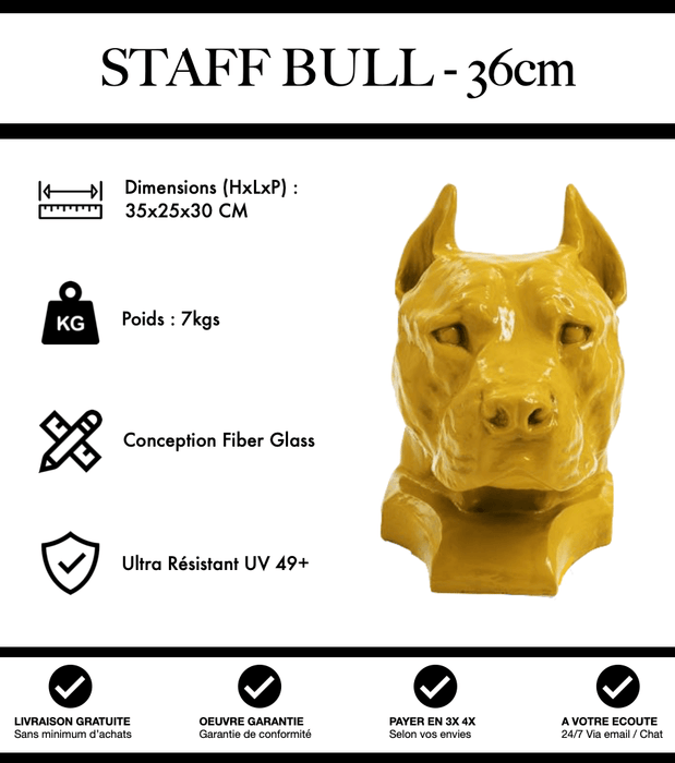 Sculpture Chien Staff Bull Resine 36cm Statue - Jaune - MUZZANO