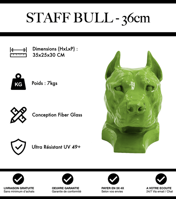 Sculpture Chien Staff Bull Resine 36cm Statue - Vert - MUZZANO