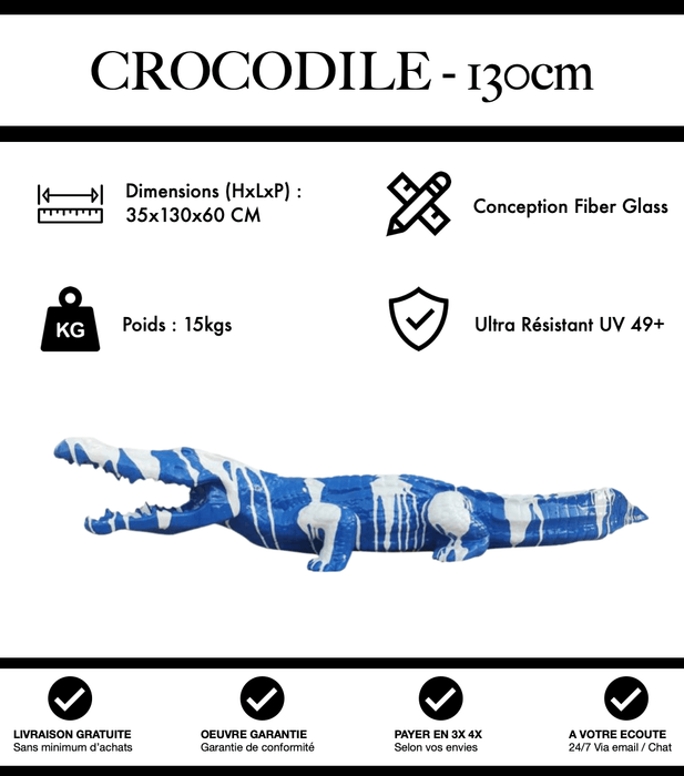 Sculpture Crocodile Resine 130cm Statue - Blue Trash - MUZZANO