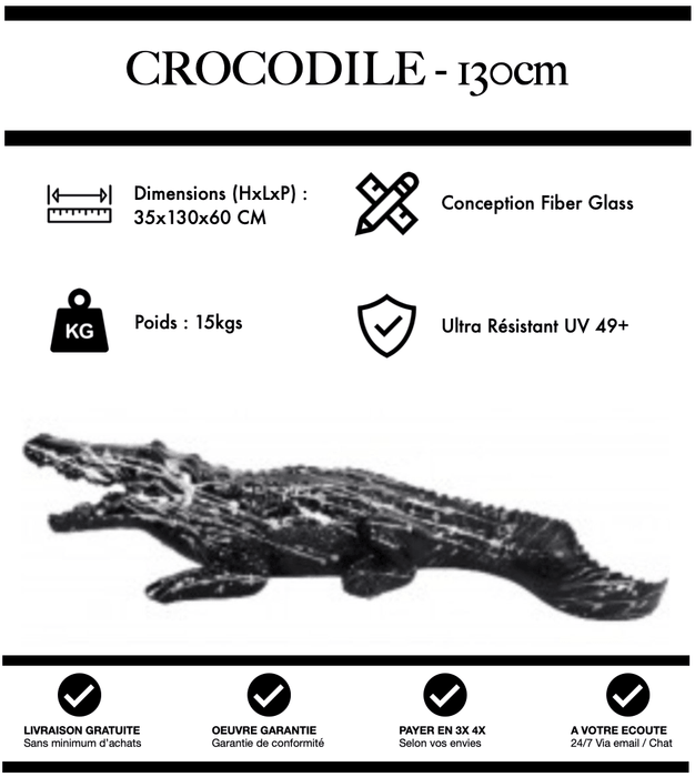 Sculpture Crocodile Resine 130cm Statue - Duo - MUZZANO