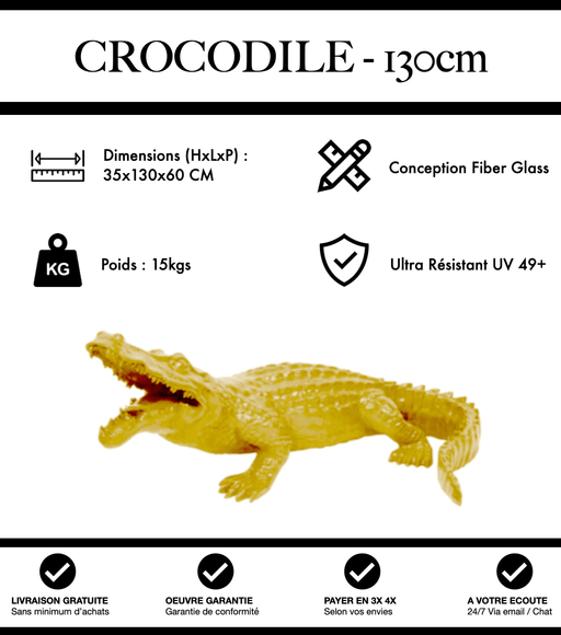 Sculpture Crocodile Resine 130cm Statue - Jaune - MUZZANO