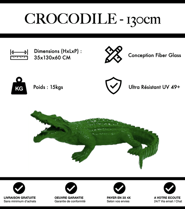 Sculpture Crocodile Resine 130cm Statue - Vert Foncé - MUZZANO