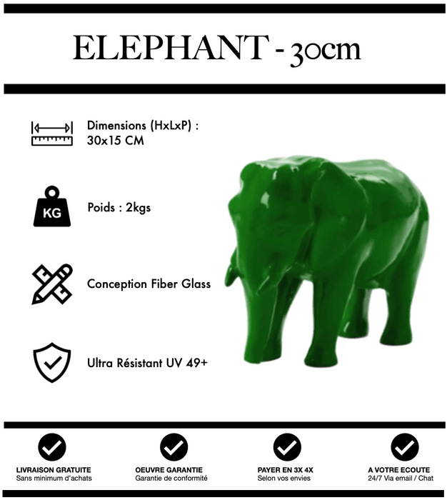 Sculpture Eléphant Resine 30cm Statue - VERT - MUZZANO