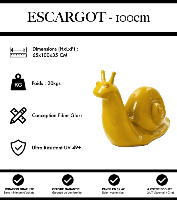 Sculpture Escargot Resine 100cm Statue - Jaune - MUZZANO