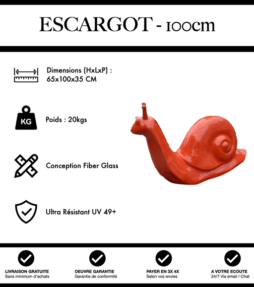 Sculpture Escargot Resine 100cm Statue - Rouge - MUZZANO