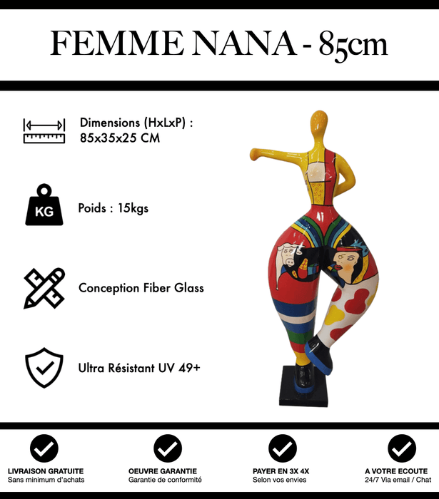 Sculpture Femme Nana Resine 85cm Statue - ATYPIQUE - MUZZANO