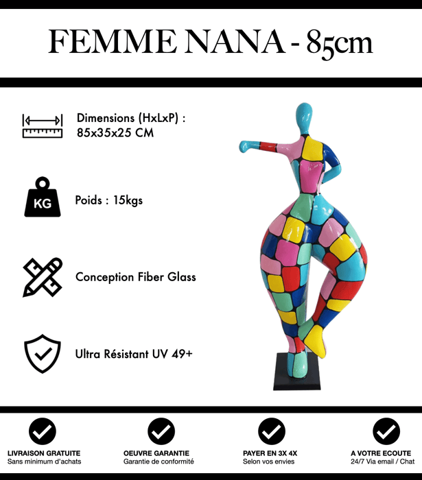 Sculpture Femme Nana Resine 85cm Statue - Puzzle - MUZZANO