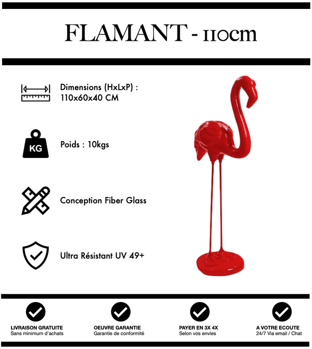 Sculpture Flamant Rose Resine 110cm Statue - Rouge - MUZZANO