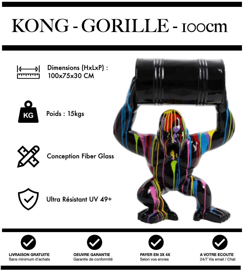 Gorille avec Tonneau Agressif 100cm