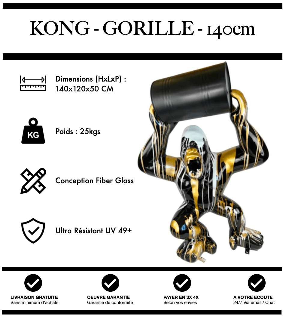 Gorille avec Tonneau 140cm XXL