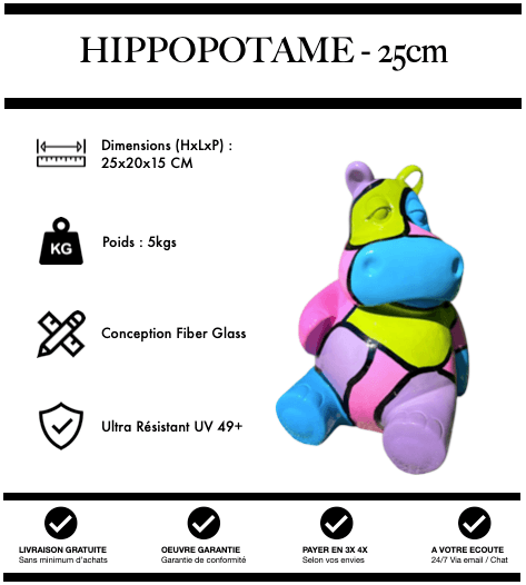 Sculpture Hippopotame Resine 25cm Statue - Nuance - MUZZANO