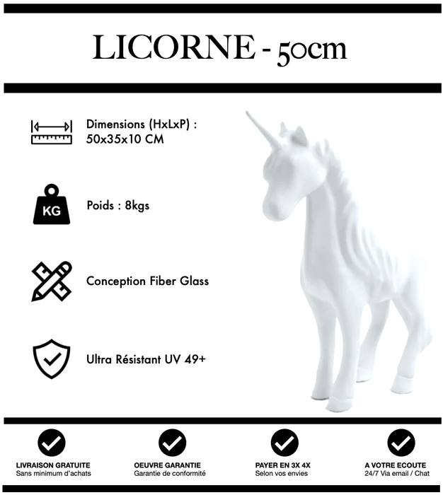 Sculpture Licorne Resine 50cm Statue - BLANC - MUZZANO