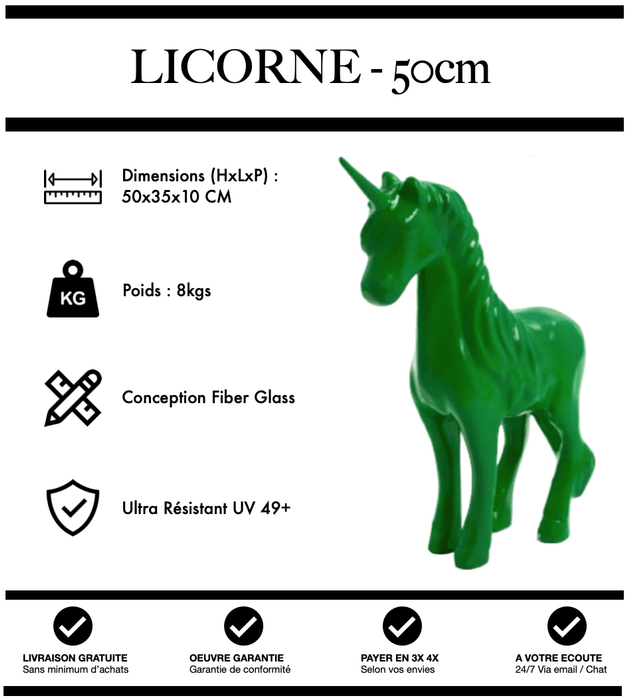 Sculpture Licorne Resine 50cm Statue - VERT - MUZZANO