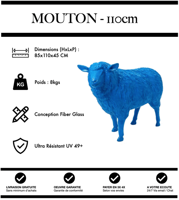 Sculpture Mouton Resine 110cm Statue - BLEU - MUZZANO