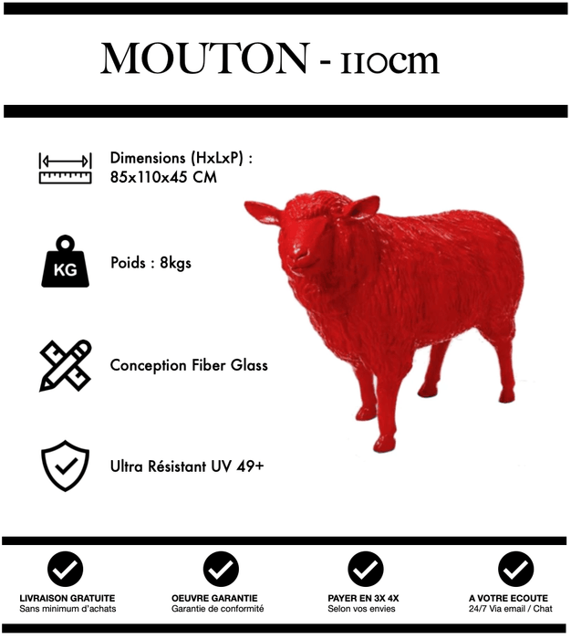 Sculpture Mouton Resine 110cm Statue - Rouge - MUZZANO