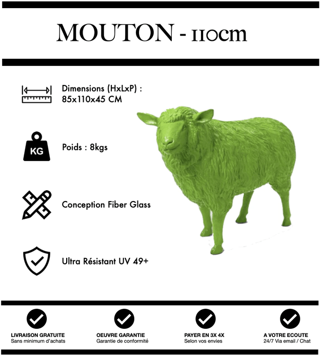 Sculpture Mouton Resine 110cm Statue - VERT - MUZZANO