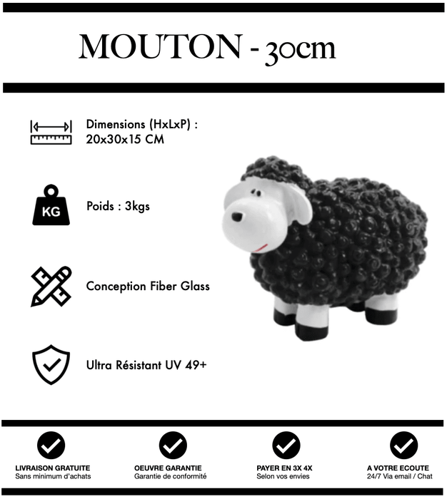 Sculpture Mouton Resine 30cm Statue - NOIR - MUZZANO