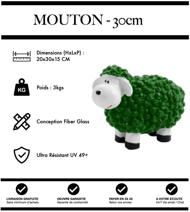 Sculpture Mouton Resine 30cm Statue - VERT - MUZZANO