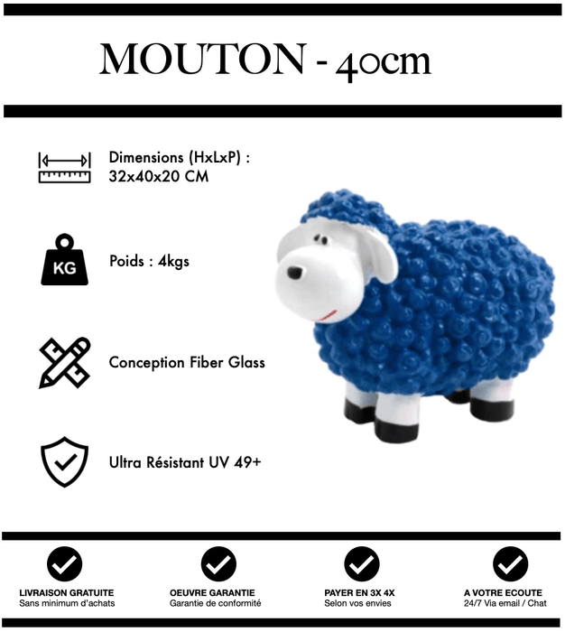 Sculpture Mouton Resine 40cm Statue - BLEU - MUZZANO