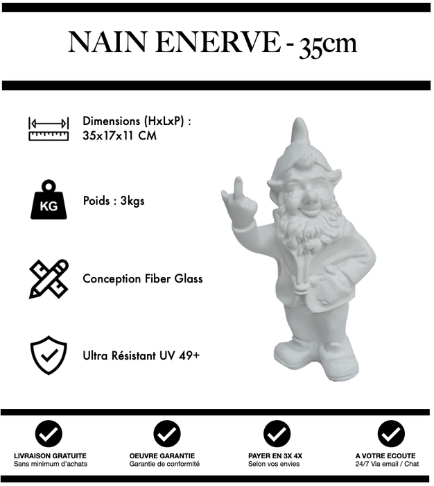 Sculpture Nain Enervé 35cm Statue - BLANC - MUZZANO