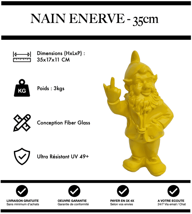 Sculpture Nain Enervé 35cm Statue - JAUNE - MUZZANO