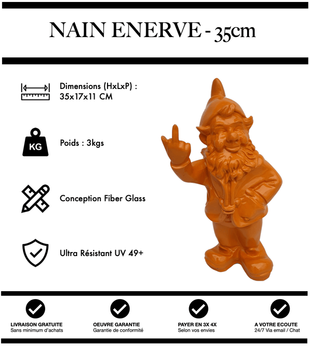 Sculpture Nain Enervé 35cm Statue - ORANGE - MUZZANO