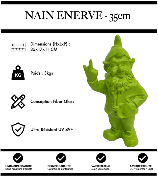 Sculpture Nain Enervé 35cm Statue - VERT - MUZZANO