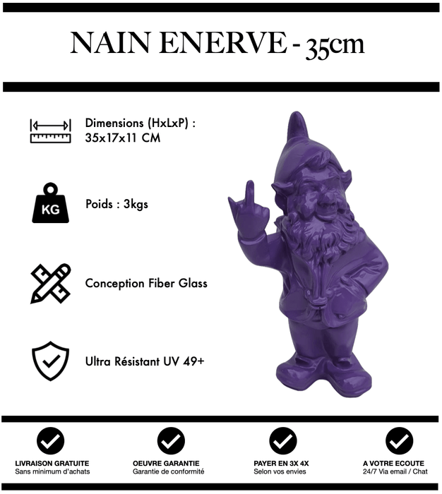 Sculpture Nain Enervé 35cm Statue - VIOLET - MUZZANO