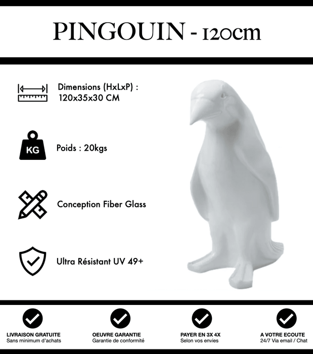 Sculpture Pingouin Resine 120cm Statue - Blanc - MUZZANO