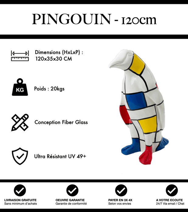 Sculpture Pingouin Resine 120cm Statue - Mondrian - MUZZANO