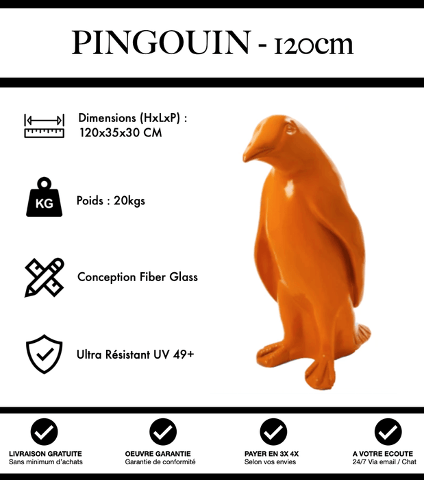 Sculpture Pingouin Resine 120cm Statue - Orange - MUZZANO