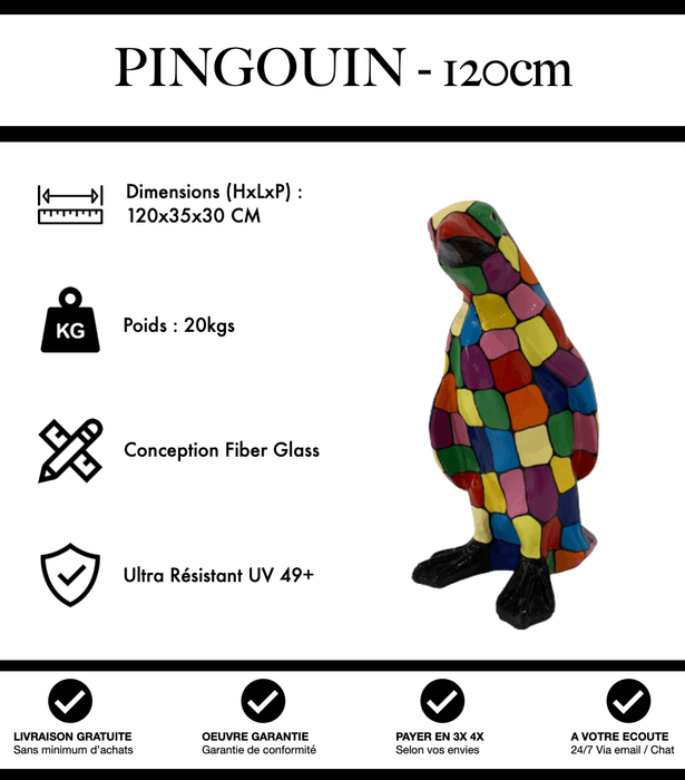 Sculpture Pingouin Resine 120cm Statue - Puzzle - MUZZANO