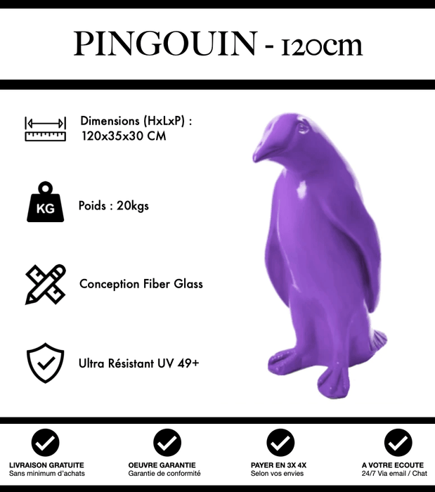 Sculpture Pingouin Resine 120cm Statue - Violet - MUZZANO