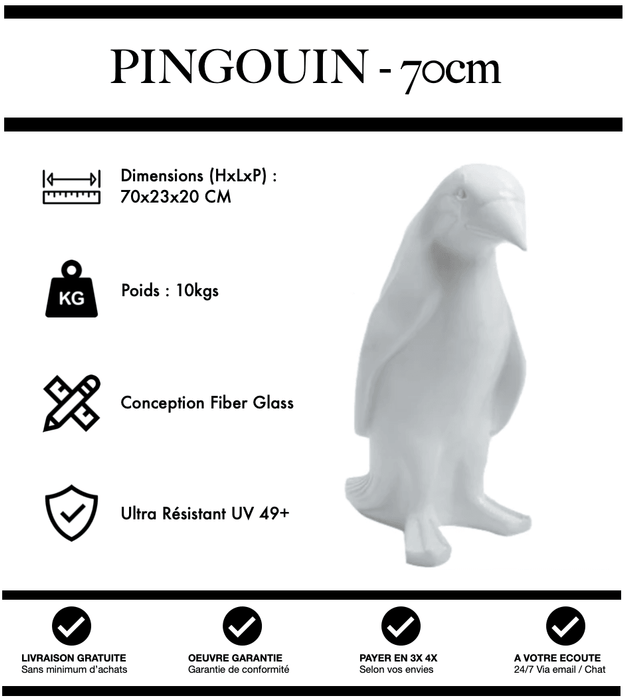 Sculpture Pingouin Resine 70cm Statue - BLANC - MUZZANO