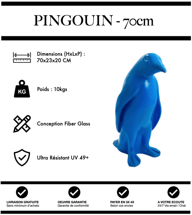 Sculpture Pingouin Resine 70cm Statue - BLEU - MUZZANO