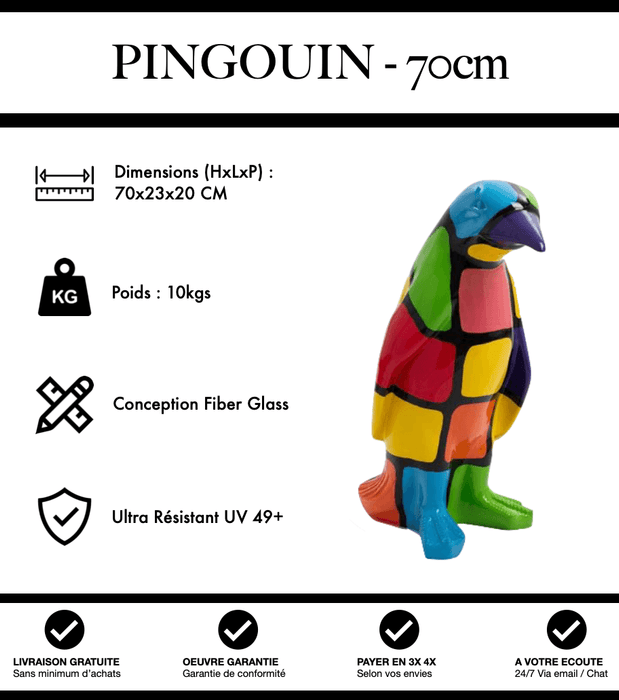 Sculpture Pingouin Resine 70cm Statue - Puzzle - MUZZANO