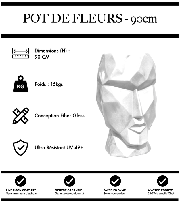 SCULPTURE POT DE FLEURS ORIGAMI - BLANC - MUZZANO