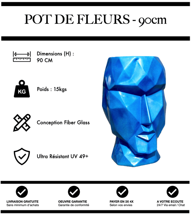 SCULPTURE POT DE FLEURS ORIGAMI - BLEU - MUZZANO