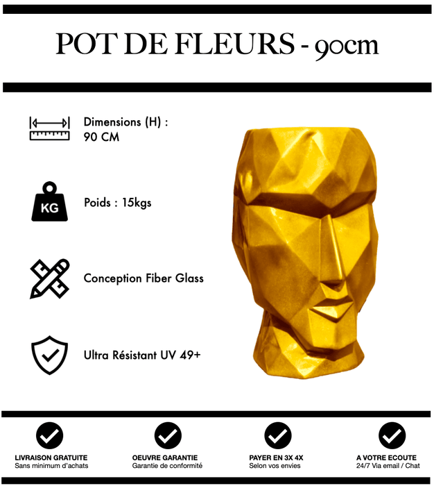 SCULPTURE POT DE FLEURS ORIGAMI - JAUNE - MUZZANO