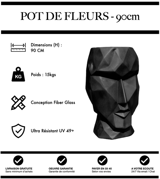 SCULPTURE POT DE FLEURS ORIGAMI - NOIR - MUZZANO