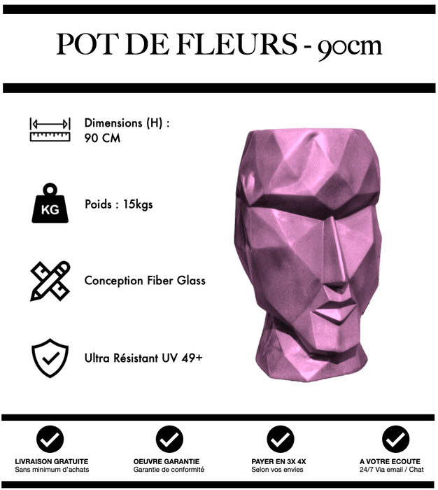 SCULPTURE POT DE FLEURS ORIGAMI - ROSE - MUZZANO