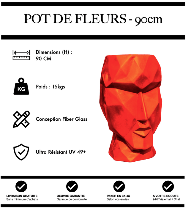 SCULPTURE POT DE FLEURS ORIGAMI - ROUGE - MUZZANO