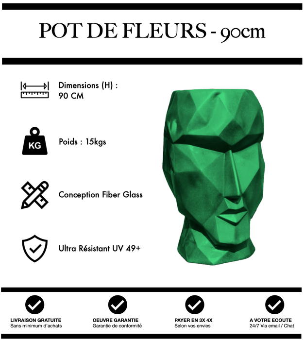 SCULPTURE POT DE FLEURS ORIGAMI - VERT - MUZZANO