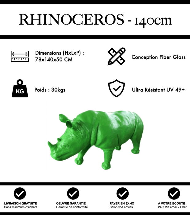 Sculpture Rhinocéros Resine 140cm Statue - Vert - MUZZANO