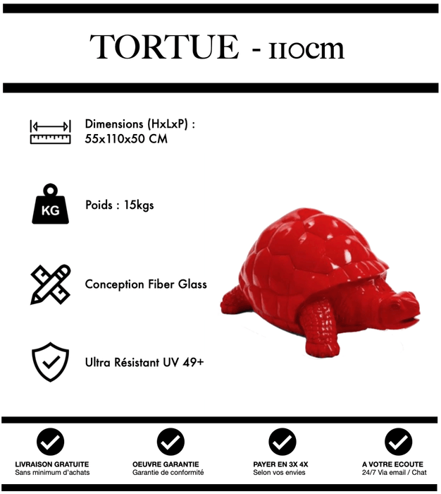 Sculpture Tortue Resine 110cm Statue - Rouge - MUZZANO